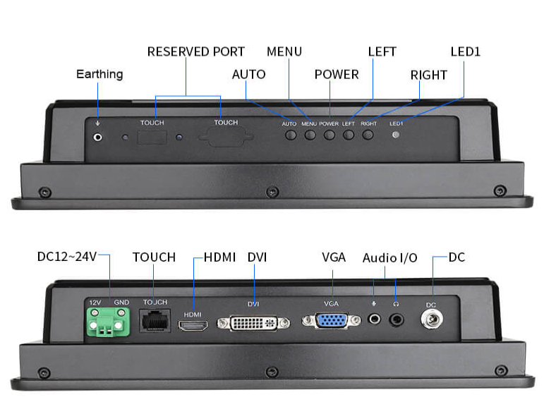 10.1" Rugged Touchscreen Display, IP65 Waterproof, 1280x800 (16:10) - 168504