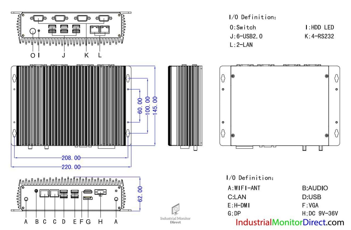 Industrial Fanless PC, 8th Gen Intel Core i5, Extended I/O